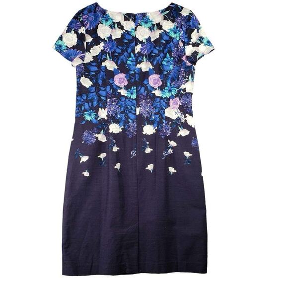 Talbots Sheath Dress Women’s Short Sleeve Navy Blue Size 12 Floral - Picture 3 of 7